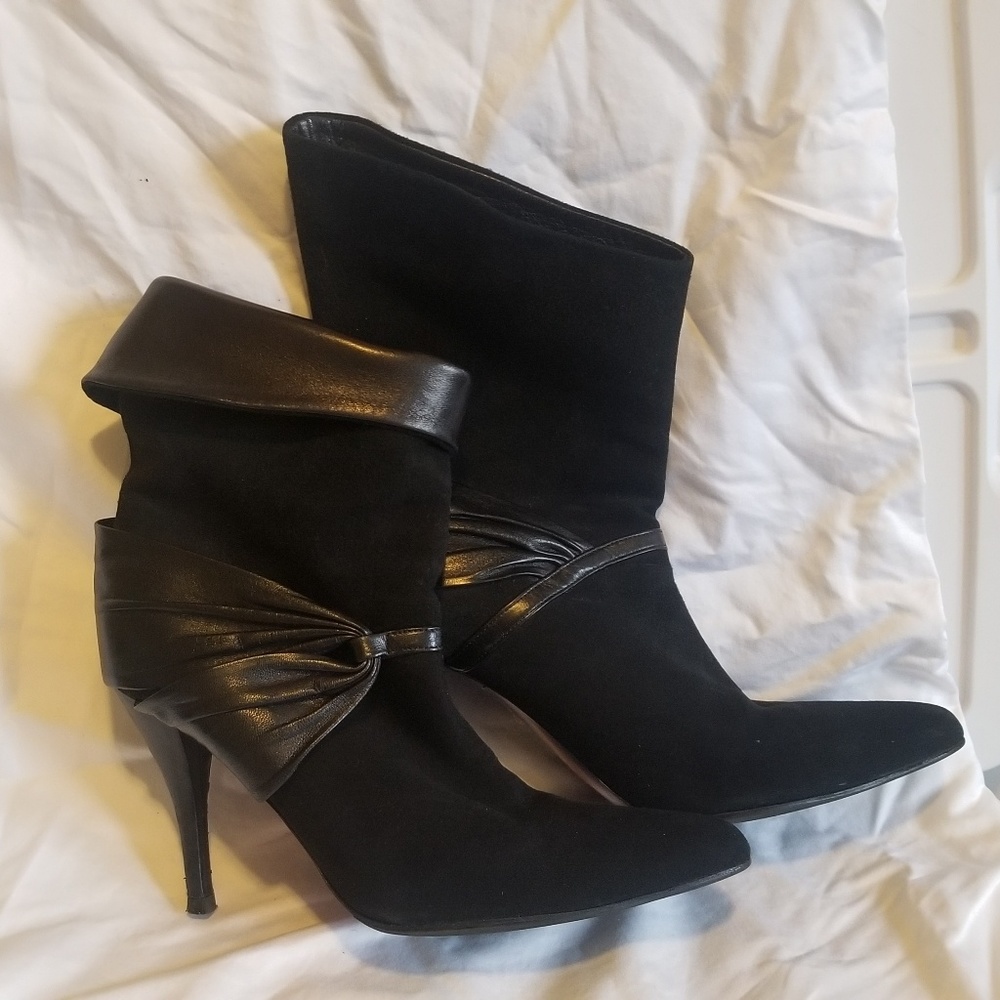 Jean Michel Cazabat fold down leather suede boots